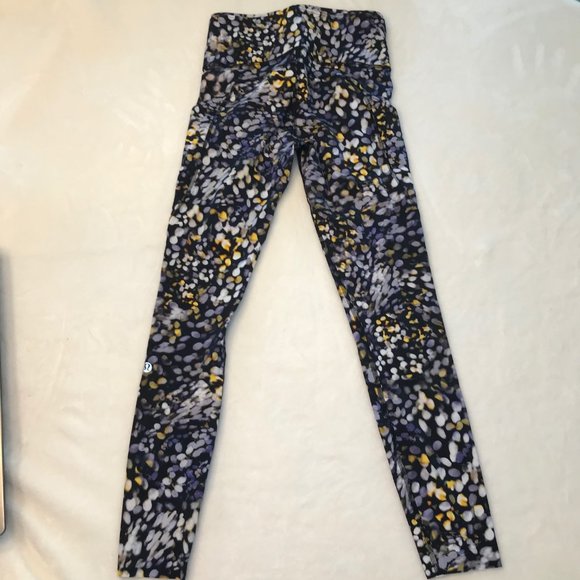 Lululemon leggings, navy/yellow/white, 4 - Picture 3 of 7